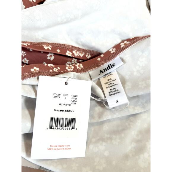 Andie Swim Sarong Coverup in Ditsy Floral Rose Pink S NWT - Picture 4 of 5